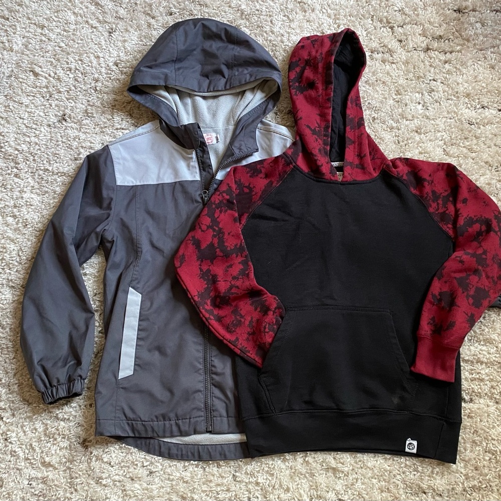 Wonder Nation gray jacket and Red and Black Hoodie Sz 10/12